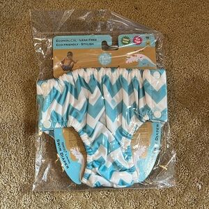 Charlie banana reusable easy snaps swim diaper blue chevron x-large